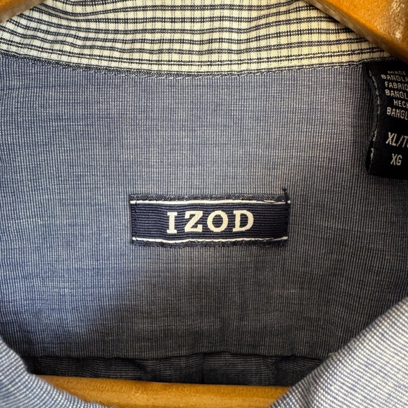 Izod Men's Performance Button‎ Down Long Sleeve Shirt Blue XL Flip Cuffs Stretch - Picture 4 of 16